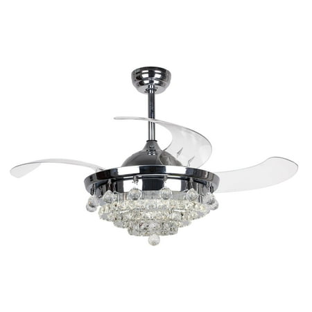Parrot Uncle Modern Crystal Led Ceiling Fan With Foldable