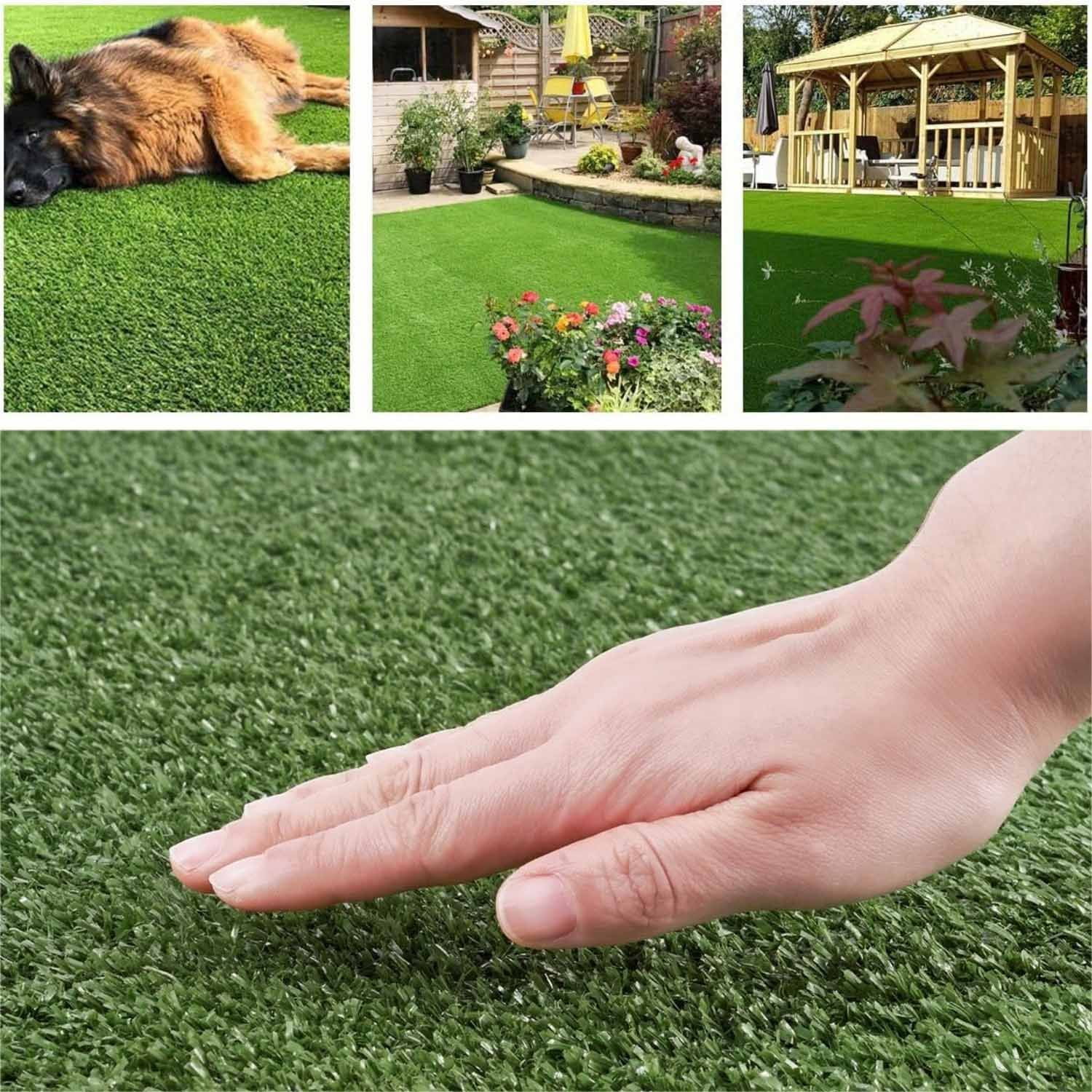 6FT*20FT Artificial Turf, Mat with Drainage Holes. Fake Grass with Rubber Backing, Ideal for Indoor/Outdoor Pet Areas, Garden, Lawn, Patio & Balcony Decor (Grass height 0.6 inches/1.5cm)
