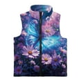 thumbnail image 4 of Uorisanigo Unisex Kids Fleece Vest Puffy Sleeveless Zip Front Blue Butterfly Floral Jacket Fall Winter Warm Outwear Full-Zip Jacket Vest Trendy Clothes Stand Collar Outwear, 4 of 7