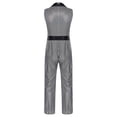 thumbnail image 3 of TiaoBug Men's Retro 70s Outfit Disco Dance Jumpsuit Sleeveless Shiny Metallic V-Neck Bodysuit Clubwear Silver L, 3 of 7