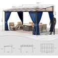 thumbnail image 2 of Gotland 10FTx14FT Outdoor Wall-Mounted Hardtop Pergola, Metal Frame Gazebo with Sloping Sun Panel Roof and Double Curtains for Patio, Garden, Lawn, Navy, 2 of 8