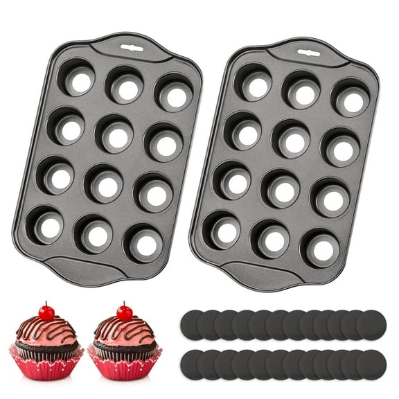 2pc Mini Cake Pans with Removable Bottom – 12-Cavity Nonstick, Ideal as Cheesecake Molds for Muffins & Cupcakes, Shipped from Local Warehouse