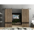 thumbnail image 3 of Sturdy Double Barn Door 56 x 96 inches with | Planum 0012 Walnut with Frosted Glass | Stainless Steel 13FT Rail Hangers Heavy Set | Solid Panel Interior Doors, 3 of 6