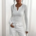 thumbnail image 2 of Outfmvch Long Sleeve Shirts for Women Scoop Neck Long Sleeve Tops for Women Shirts for Women Crew Neck Sweater Oversized Crewneck Sweatshirt Women Pullover Sweaters Sweatshirt for Women White L, 2 of 4