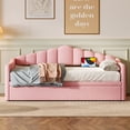 thumbnail image 2 of Noble House Twin Upholstered Daybed with Pop-Up Trundle, USB and Type-C Charging Ports, Pink, 2 of 10