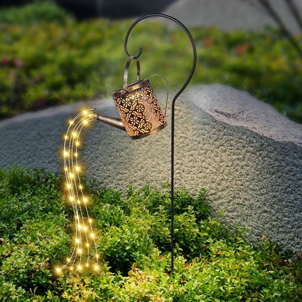 Solar Solar Powered LED String Light Watering Can Outdoor Garden Art Lamp Decor Hollow 
