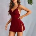thumbnail image 5 of Women's Cotton Sleepwear Lingerie Sexy Nightgowns Spaghetti Strap Chemise Side Slit Women Sleepwear XXXL, 5 of 9