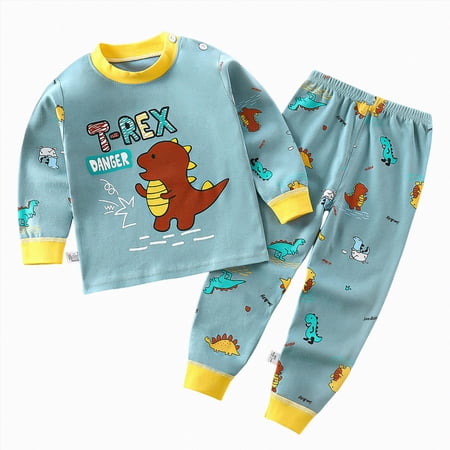 TOWED22 Toddler Baby Boy Set Clothes Long Sleeve Cute Print Tee Sweatpants Elastic Waist Casual Winter Outfits 2Pcs(Green 7-8 Y)