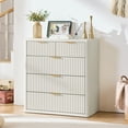 thumbnail image 4 of Fluted 5 Drawers Dresser, 34" Tall Modern Chest of Drawers, Curved Profile Design, Wood Drawer Organizer for Bedroom, Living Room, Entryway, White, 4 of 7