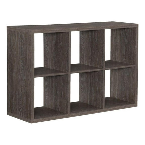 Riverbay Furniture Six Cubby Wood Storage Cabinet in Gray