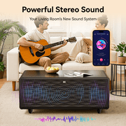 Smart Coffee Table with Dual-Drawer Cooling, Freezer Function, Wireless Charging, Bluetooth Speakers & LED Lights – Perfect for Modern Living Spaces