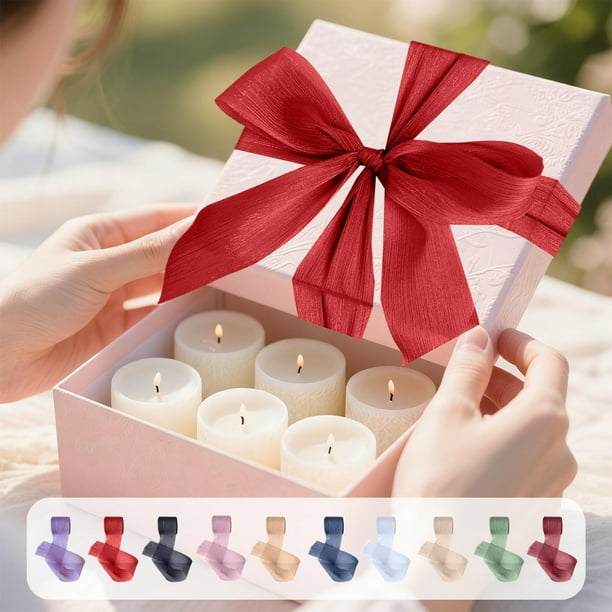 Cinta De Poliéster 1Pcs 5m Threaded Glitter Ribbon Chiffon Crinkle Satin Bow for Gift Box Bouquet Wedding Card Decoration in Beige JASKFLY