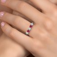 thumbnail image 4 of Gem Stone King 925 Silver and 10K Yellow Gold White Created Sapphire and Red Ruby Wedding-Bands Ring for Women | 1.45 Cttw | Round 4MM | Gemstone September Birthstone | Size 5, 4 of 6