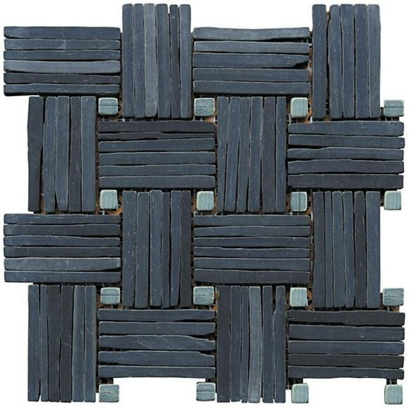 Intrend Tile LS013-S Mélange Mosaïque Entrelacé Panier - Ardoise Noire