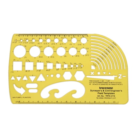 Traceease Geometric Drafting Surveyor's And Civil Engineer's Field Template Drawing Stencil, Designing Template Measuring Ruler