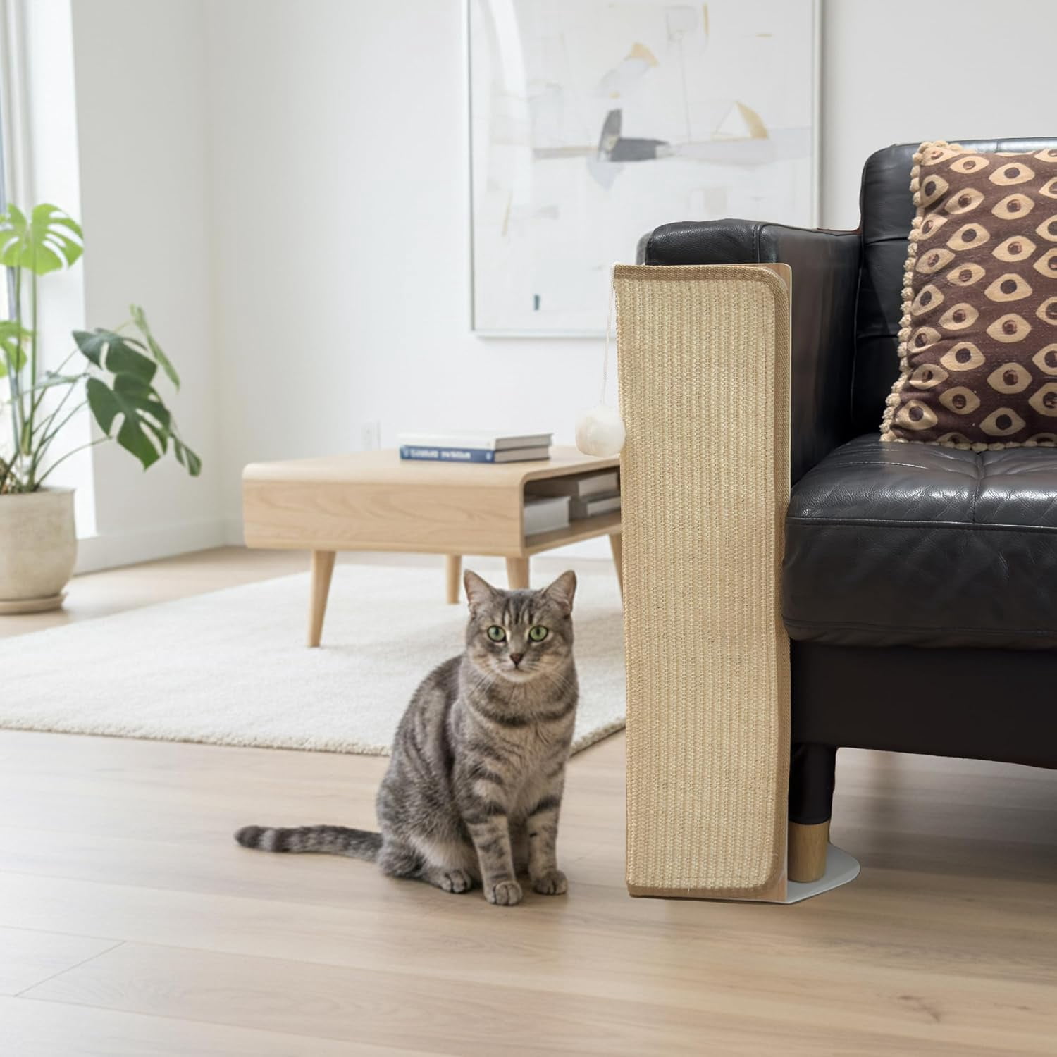 Under-Furniture  Scratcher, 23.6'' Sisal Scratching Post for Couch Corner, Furniture Protector Scratch Pad for Sofa with Toy Ball