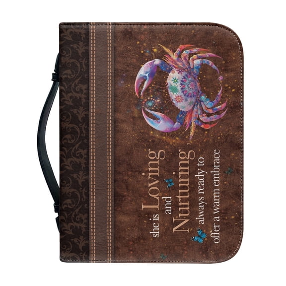 HELLHERO Watercolor Crab Pattern Bible Covers for Study Outdoor Study, Large Capacity Church Bible Bag PU Leather Portable Bible Carrying Case