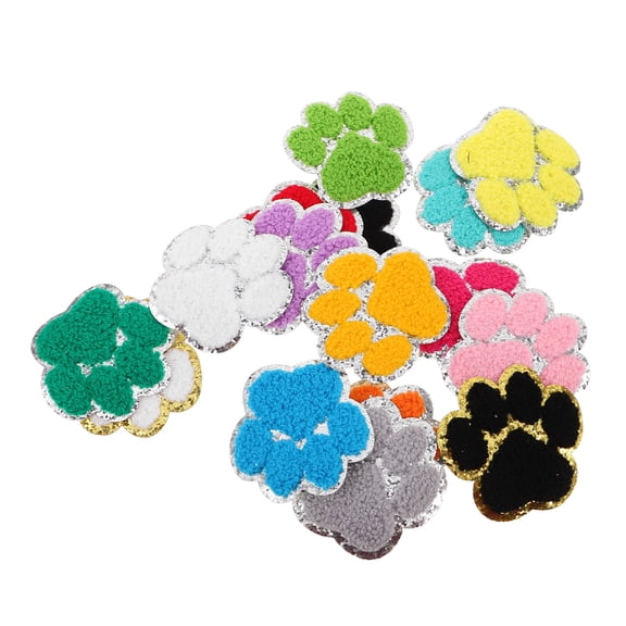 EXHUMKY Pet Paw Print Patches Assorted Color Iron on Appliques for Clothing 16Pcs