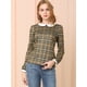 thumbnail image 3 of INSPIRE CHIC Blusaa Cuadros Cuello Peter Pan Manga Abullonada En Contraste Camisa Para Mujer Marrón M, 3 of 6