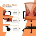 thumbnail image 5 of Mesh Office Chair Ergonomic Desk Chair w/Comfortable Seat Lumbar Support, Adjustable Mid Back Rolling Task Computer Chairs for Adults, Orange, 5 of 8