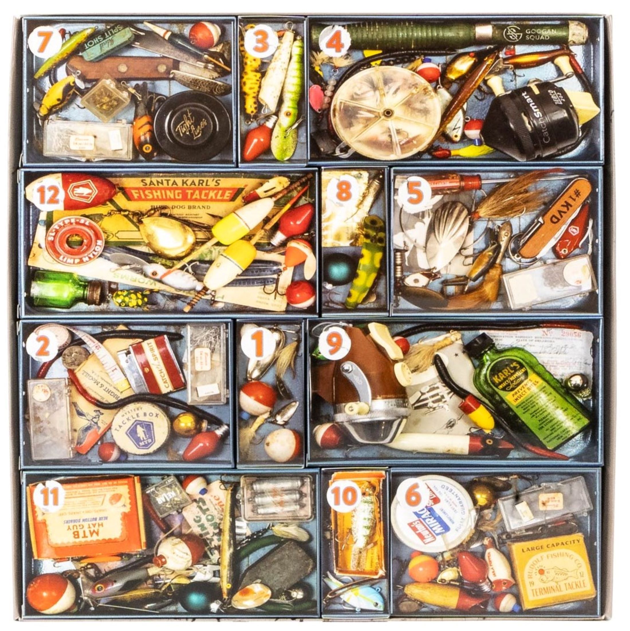 Mystery Tackle Box 12 Days of Fishmas Non-lead Holiday Advent Calendar 