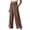 Coffee, variant on Women's High Waisted Wide Leg Pants with Pockets - Solid Color Pleated Elastic Loose Fit Casual Trousers, S-2XL