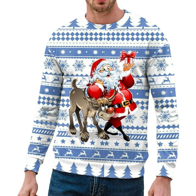 TJAZFJPA Chandail pour Hommes Robe Chandail pour Hommes Automne et Hiver Décontracté Tendance Noël Imprimé Chandail à Enfiler Col Rond Chandail à Capuchon Camouflage Chandail Chandails pour Hommes Col Rond