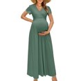 thumbnail image 1 of Vestido largo de maternidad OUGES, cuello en V, cuello en V, gris y verde, 1 of 7