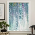 thumbnail image 4 of Green Botanical Semi Sheer Curtains Drapes for Living Room,Bedroom,French Doors Window 54 Inches Long,Watercolor Spring Floral Oil Painting Elegant Rod Pocket Chiffon Curtain Drapery Voile Panel, 4 of 6