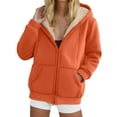 thumbnail image 2 of felwors Women's Fleece Lined Full-Zip Hooded Jacket with Pockets - Warm Casual Outwear for Daily Wear Orange, XL, 2 of 5