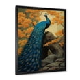 thumbnail image 2 of Designart "Royal Peacock with Japanese Floral Design in Green III" Animals Framed Wall Art - Traditional Blue Peacock Hallway Framed Wall Art Decor, 2 of 6