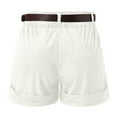 thumbnail image 4 of MRULIC shorts for women Women's Summer High Waist Pleated Loose Casual Super Soft Pocket Corduroy Wide Leg Shorts White + L, 4 of 8