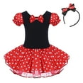 thumbnail image 3 of IBTOM CASTLE Toddler Girls Halloween Costume Polka Dots Fancy Dress up Kids Birthday Party Princess Dress with Cartoon Ear Headband 2-3 Years Red, 3 of 9