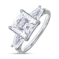 thumbnail image 4 of 2.50 Carat 7MM Princess & Tapered Cut Lab Created Moissanite Diamond 3-Stone Engagement Ring For Women In 14K White Gold Over Sterling Silver (VVS1 Clarity, 2.50 Cttw)-10, 4 of 7