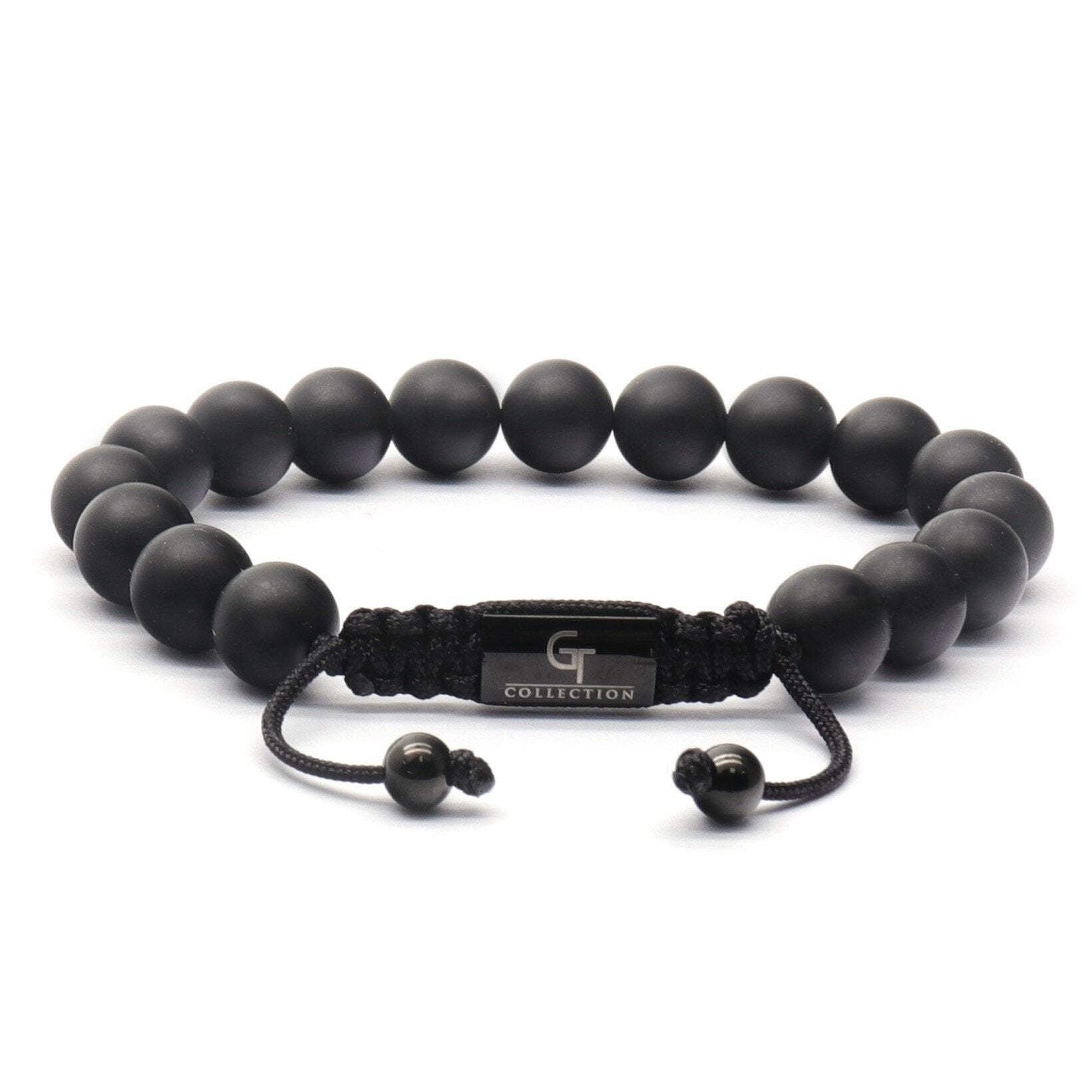 Men's BLACK ONYX Beaded Bracelet | Gift for Men | One Size Fits All | 100% Natural | Gemstone Adjustable Bracelet