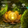 thumbnail image 5 of 2 Pack Solar Lotus Lamp, Metal & Glass Cracked Ball Light, Waterproof Outdoor Garden Decor, Handcrafted Floral Lantern for Patio Balcony Living Room, Ideal Gift, 5 of 12