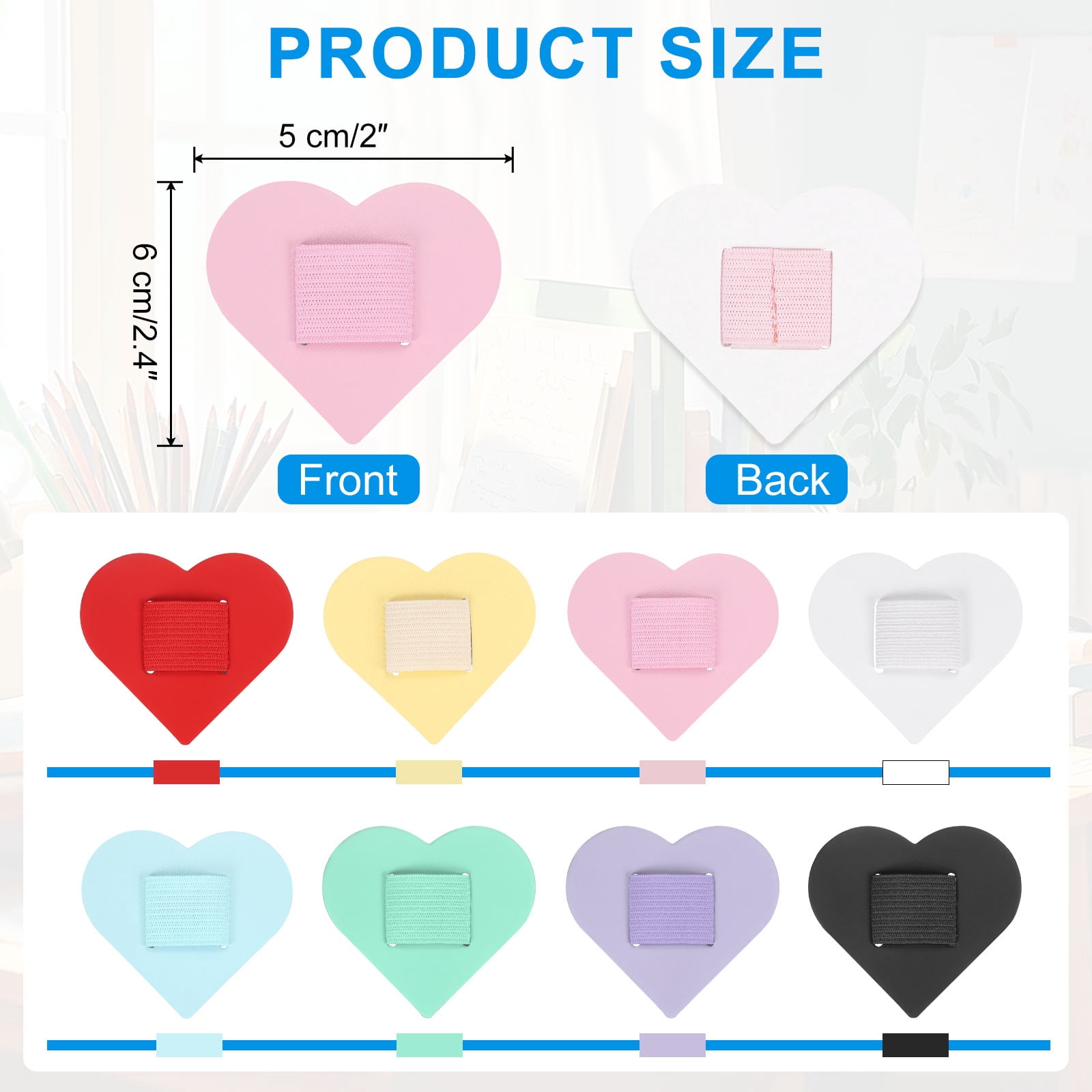 Unique Bargains Heart Pen Loop Holder Self Adhesive Pen Holder for Notebooks Pink