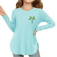 thumbnail image 5 of Girls Shirts Size 5-6 Girls Shirt Girls Long Sleeve Shirts Kids Arc Hem Side Slit Soft Tunic Tops T Shirts 1433, 5 of 7