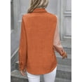thumbnail image 6 of Button Down Shirts for Women Long Sleeve Blouse Shirts Casual Solid Office Work Tunic Top Orange XL, 6 of 7
