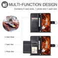 thumbnail image 5 of Crossbody Leather Case with Ring Buckle and Wallet Stand for Compatible with iPhone 14 13 in Black Rhombus Design Mobile Cover, 5 of 5