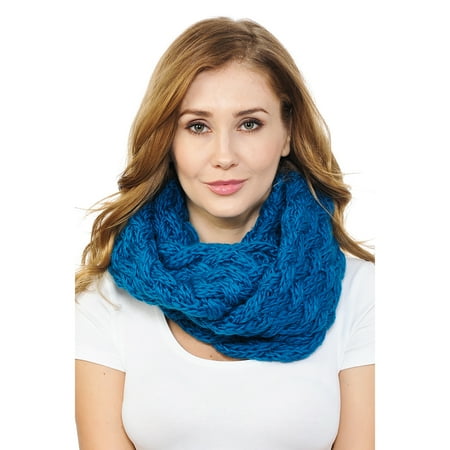 Basico Women Winter Chunky Knitted crochet Infinity Scarf Warm Circle (Best Length For Knitted Infinity Scarf)