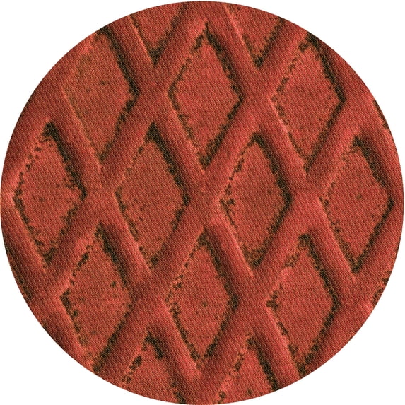 Ahgly Company Indoor Round Patterned Orange Red Orange Area Rugs, 7' Round