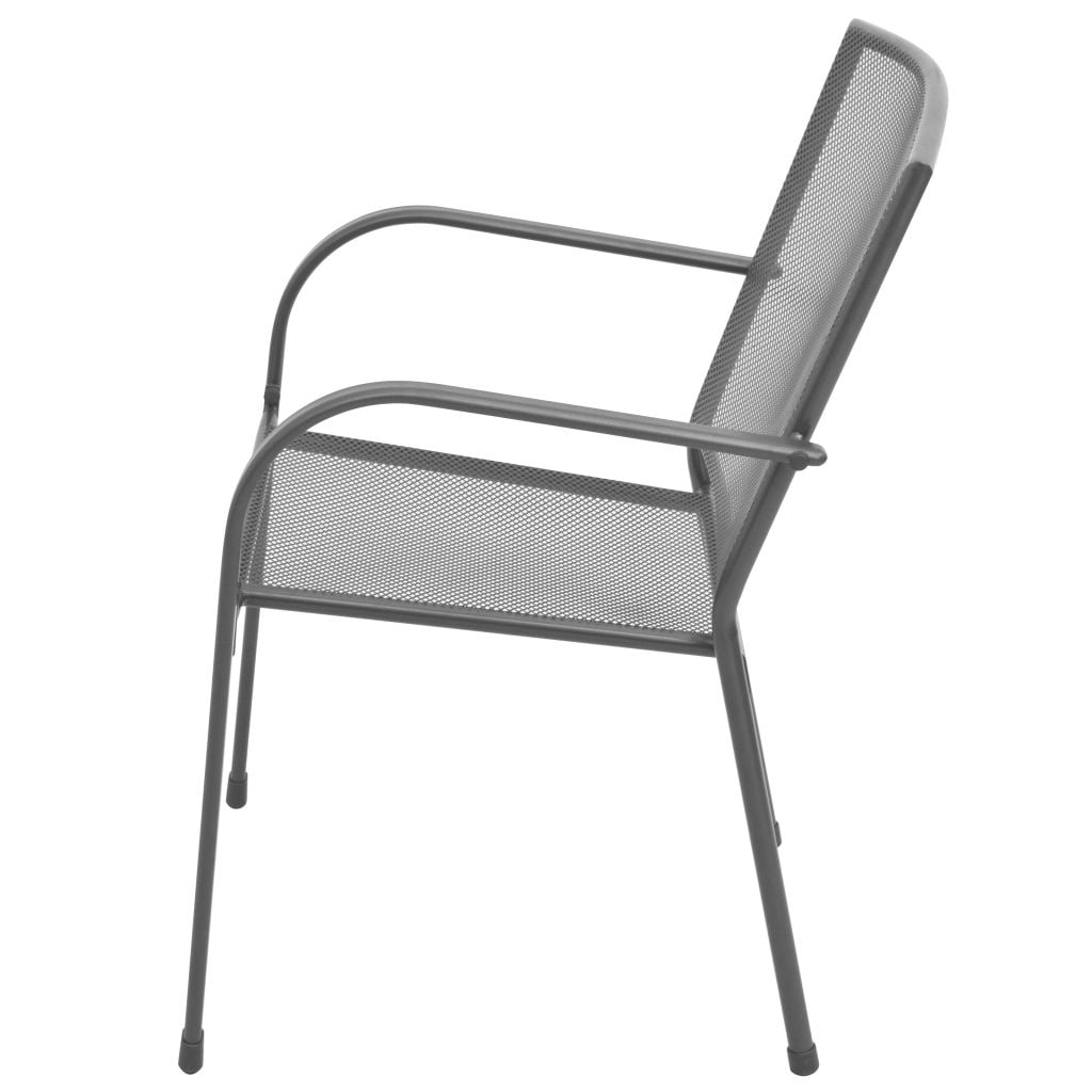 Kepooman 21" Patio Stackable Steel Mesh Chair Set for Lawn Deck, Grey