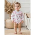 thumbnail image 4 of Miaouyo Newborn Baby Girls Birthday Fall Romper Bow/Balloon Print Letter Embroidery Long Sleeve Ruffled Round Neck Jumpsuit, 4 of 9