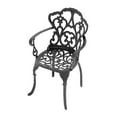 thumbnail image 4 of Set of 4 Cast Aluminum Patio Dining Chairs, Patio Bistro Chair Set with Armrests, Stackable Outdoor Dining Chairs for Patio Furniture Garden, Black Frame, Cushions In Random Colors, 4 of 7