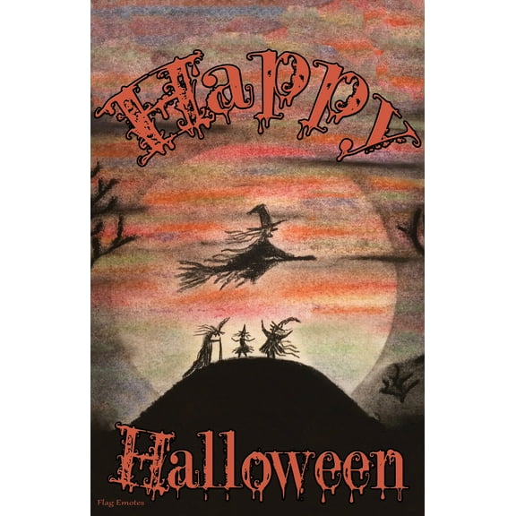 Flag Emotes - Double Sided Garden Flag - Happy Halloween Witches