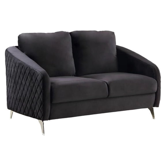 Sofia Black Velvet Modern Chic Loveseat Couch