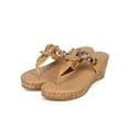 thumbnail image 5 of Glaze CI30 Women Leatherette Braided Rhinestone Slipper Thong Wedge Sandal, 5 of 5