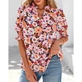 thumbnail image 5 of BTFBM Summer Blouses for Women Dressy Casual Fashion Spring Tops Floral Boho V Neck Puff Short Sleeve Top Shirts, 5 of 7
