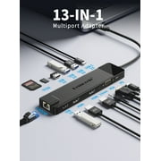 Lemorele TC100L 13 in 1 Docking Station for Triple Monitors, USB C Hub with Dual 4K HDMI, Gigabit Ethernet, VGA, 5 USB Ports, SD/TF, 3.5mm Audio, 100W PD, Multiport Adapter for Type C Laptops